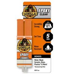 Gorilla 2 Part Epoxy, Clear Epoxy, 0.85 Ounce Syringe (Pack of 1) – 5 Minute Set