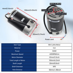 『USA』550W or 750W Mini Lathe Motor 6000rpm For CJ0618 WM210V CD210V Lathe 110V