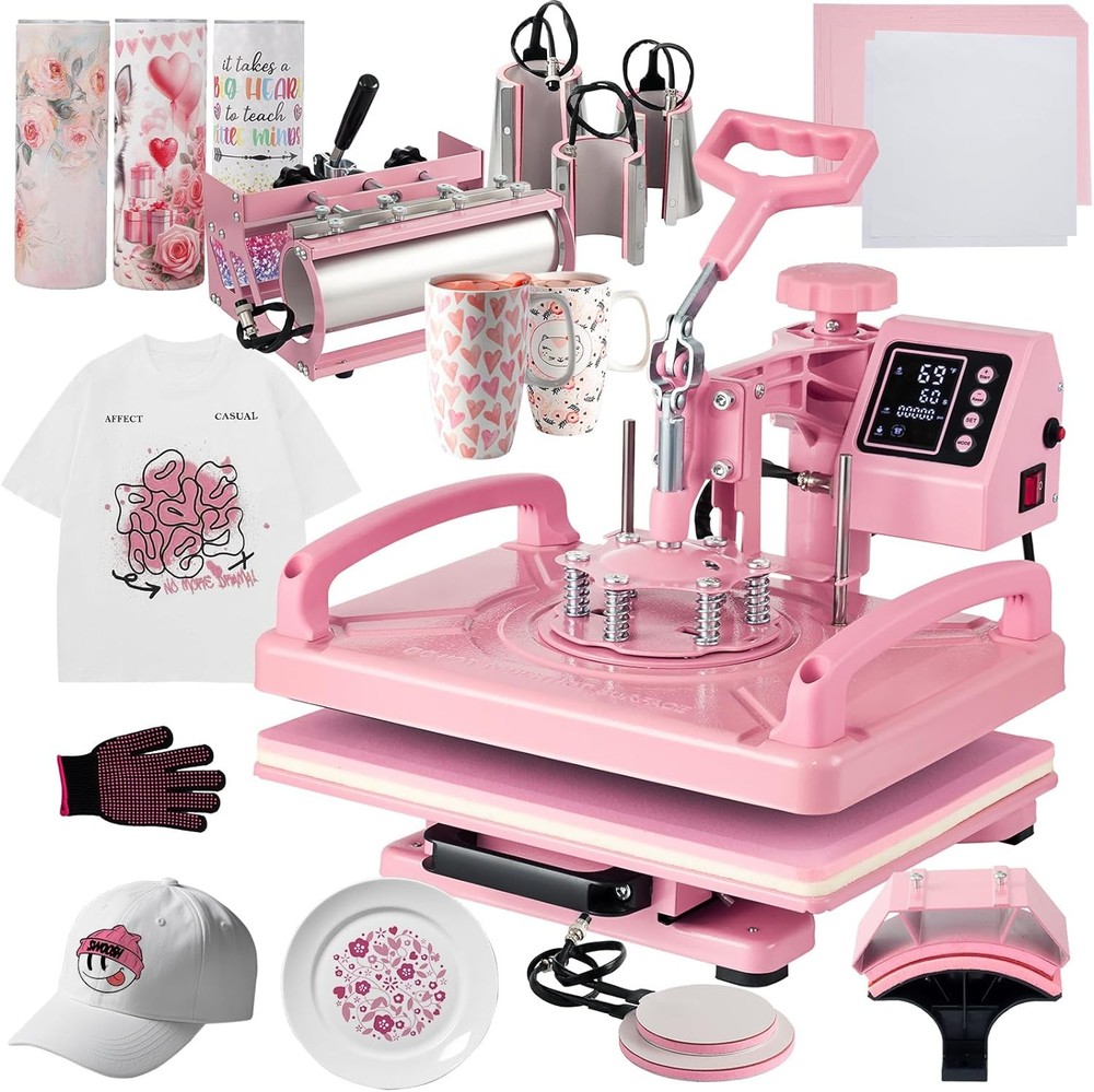 8 in 1 Heat Press Machine 15×12 in with 30oz Tumbler Press Sublimation Transfer