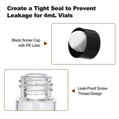 100pcs 10ml Clear Glass Vials, Sample Vials with Screw Caps Small Liquid Bottles