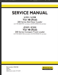 New Holland L221 Skid Steer Manual Tier 4B Service Repair Shop Engine PDF on USB