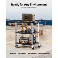 Uimoso 3-Tier Rolling Utility Cart, 300 lbs Capacity,27.6 x 18.1 in Service Cart
