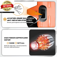 Power Electric Portable Hoist Winch 1500LBS 3 in 1 Electric Cable Hoist 110V 25