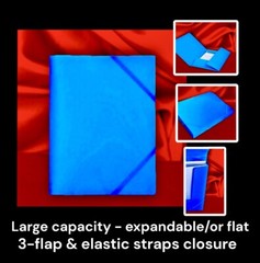 2pk Pen + Gear 3-Flap File Folder, 2 Elastic Straps, 1.25” Large Capacity BLUE