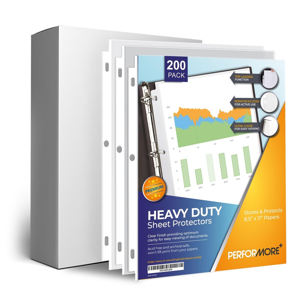 200-Pack Heavy Duty Sheet Protectors, 8.5×11, archival-Safe, high Clarity, In…