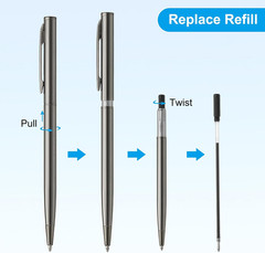 PATIKIL Black Metal Slim Ballpoint Pens, 6Pcs Bulk Metallic Slim Retractable Pen