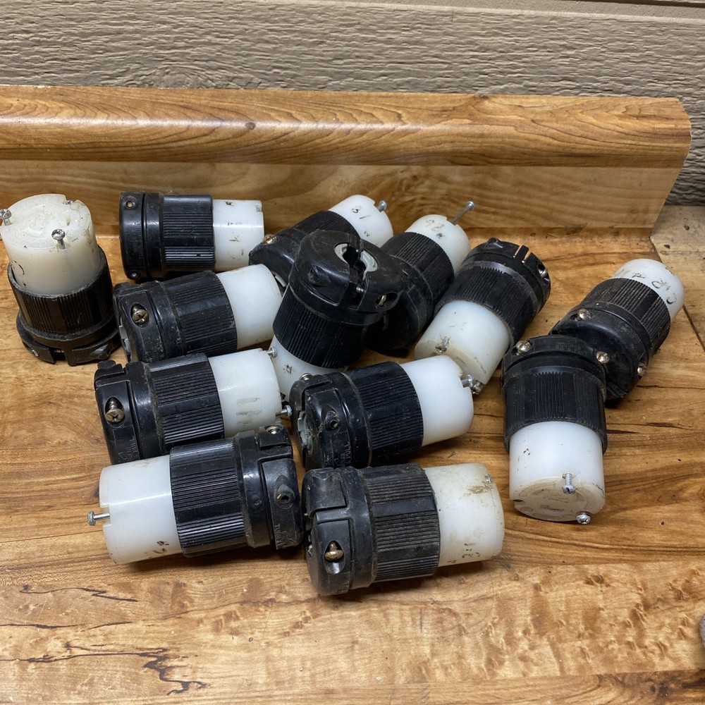 Lot of 13 Hubbell Cooper Leviton Daniel Woodhead Twist-Lock Electrical Plugs