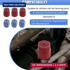 R134a AC Valve Cap Kit, 13mm & 16mm Air Conditioning Service AC System Charging