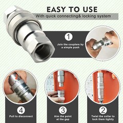 2 Sets 1/2″ Ag Hydraulic Quick Connect Couplers Couplings, Ball Pioneer Style