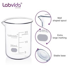 Upgrated 6 Size Low Form Glass Beaker Set, 25ml 50ml 100ml 250ml 500ml 1000ml…
