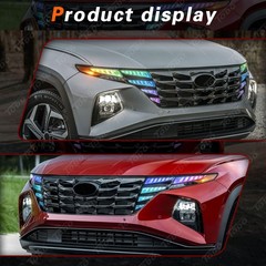 Multicolor Halo LED Headlights DRL Running Lights for Tucson 2022-2024 Pair