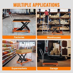 Garvee Hydraulic Scissor Lift Table Cart 1100Lbs 28.5″ Manual Heavy Duty Orange