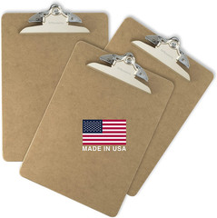 Recycled Wood Clipboard, Letter Size, 9″ x 12.5″ with 6″ Clip, 3 Pack (83133),Br