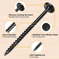 #14 x 3 in Wood Structural Lag Screws, Star Drive, Decking Screws, 54 Pack