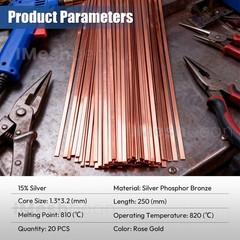 40 Sticks Brazing Rods AWS Bcup-5 15% Silver Solder Phos Copper Brazing Alloys