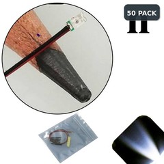 50 x 12v 0603 1608 Cool Clear White Nano SMD LED Pre-Wired Light Soldered Leads