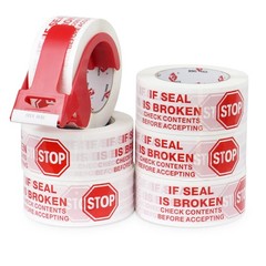 Stop Sign Sealing Tape Pre-Printed ” 2.4 mils x 2 inches x 110 yards, White