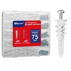 Self Drilling Drywall Anchors with Screws Kit 120 Pcs, No Pre Drill Required ..