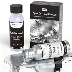 Nicpro Metallic Silver Acrylic Paint Kit – 1oz 1 Fl Oz (Pack of 2),
