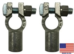 Positive & Negative 1-2 AWG Straight Barrel Top Post Battery Terminal Cable Ends