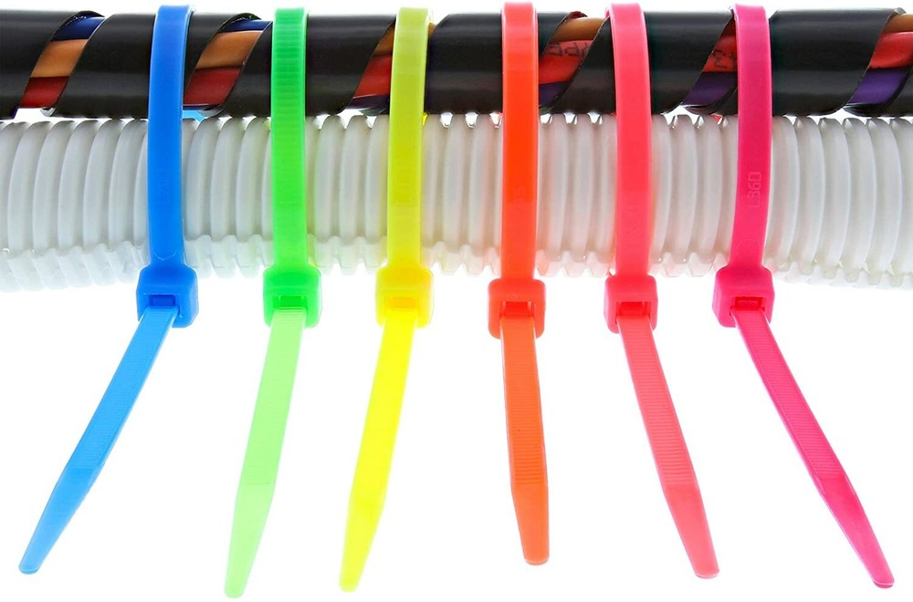 Fluorescent Self Locking Zip Tie Nylon Cord Wrap Weather Resistant Wire Cable