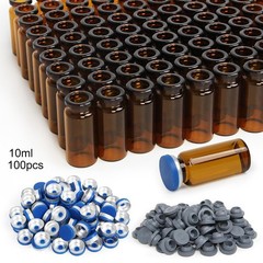 10ml Glass Vials 100Pack Amber Glass Headspace Vials with Plastic-Aluminum Flip