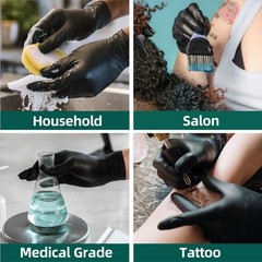 Supmedic Vinyl Disposable Exam Gloves, Black 4 X-Large, 100 X-large (Black)