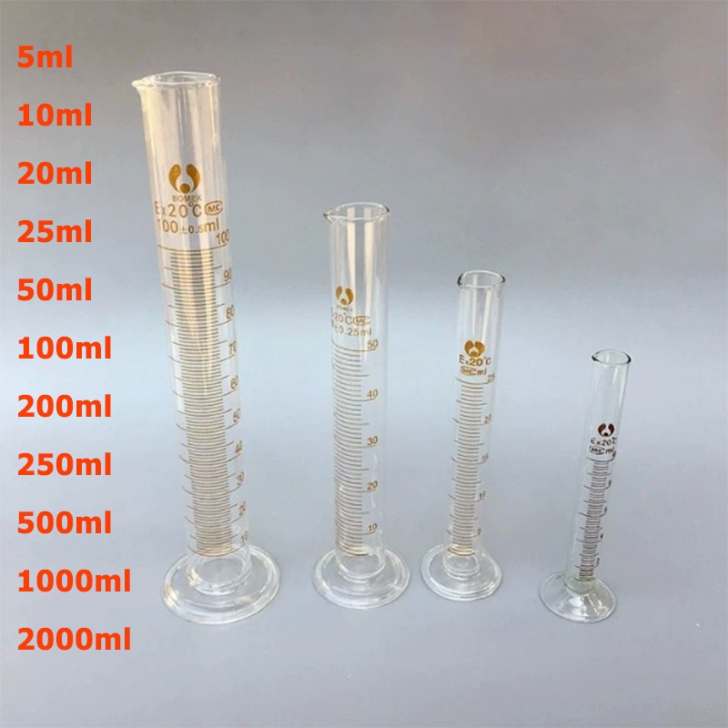 5/10/20/25/50/100/200/250/500/1000/2000ml Lab Glass Graduated Measuring Cylinder