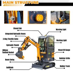 MMS Mini Excavator 13.5hp 1.4Ton Gas B&S EPA Engine With Swing Boom