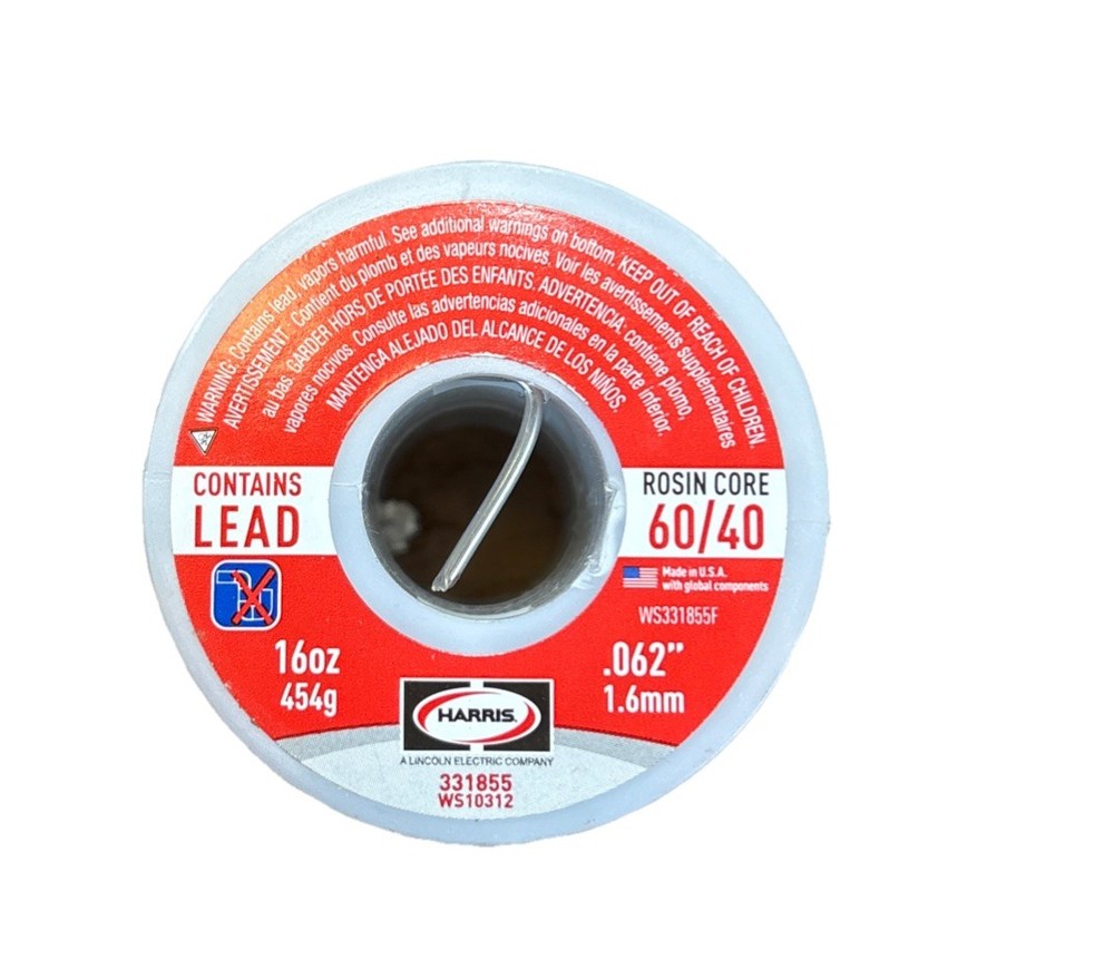 Harris 331855 Rosin Core Solider 1/16 in x 16 oz, 60/40, 60%Tin, 40% Lead