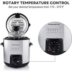 0.95 Qt Silver Mini Electric Deep Fryer with Removable Frying Basket