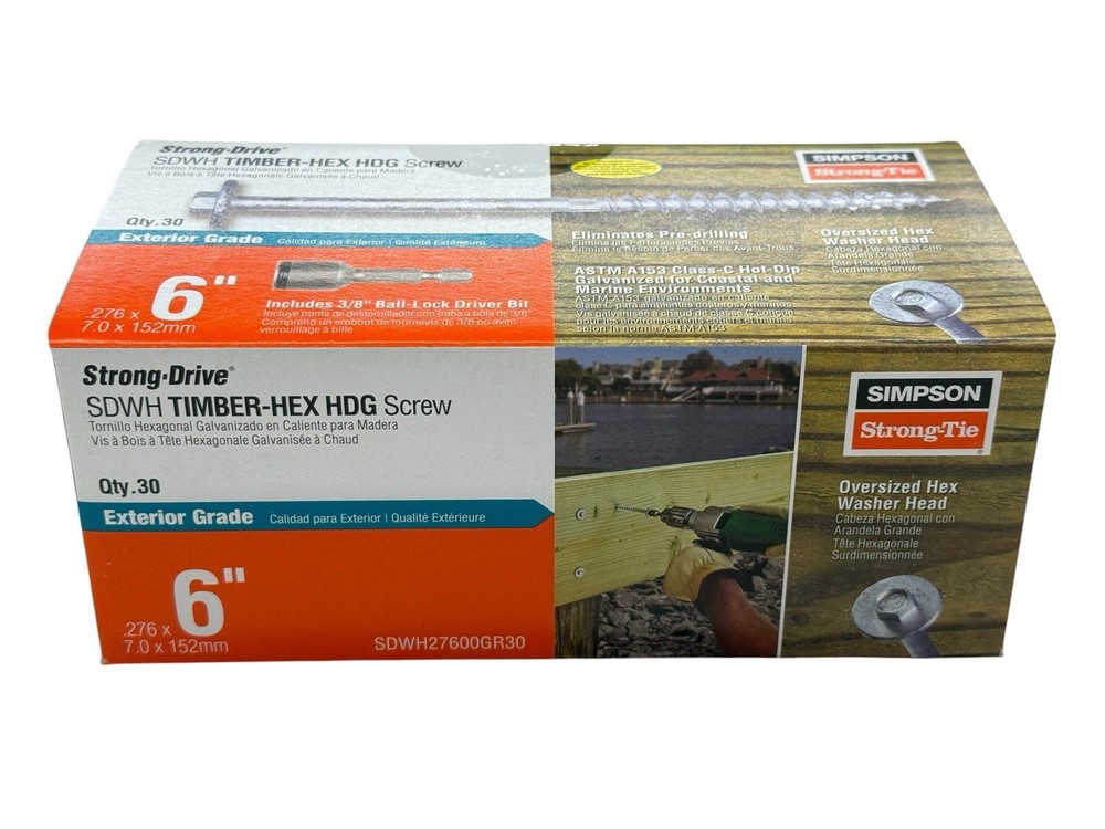 Strong-Drive® SDWH TIMBER-HEX HDG Screw — 0.276 in. x 6 in. 3/8 Hex (30-Qty)