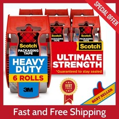 Scotch Heavy Duty Shipping Tape 1.88″ x 22.2 Yd, 6 Rolls with Dispensers, NEW!..