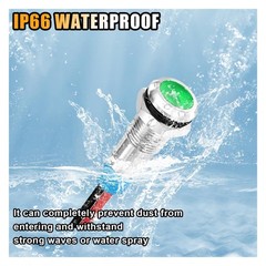 5PCS 6MM 1/4″ LED Indicator Light, AC/DC 12-24V Waterproof IP66 Metal Green