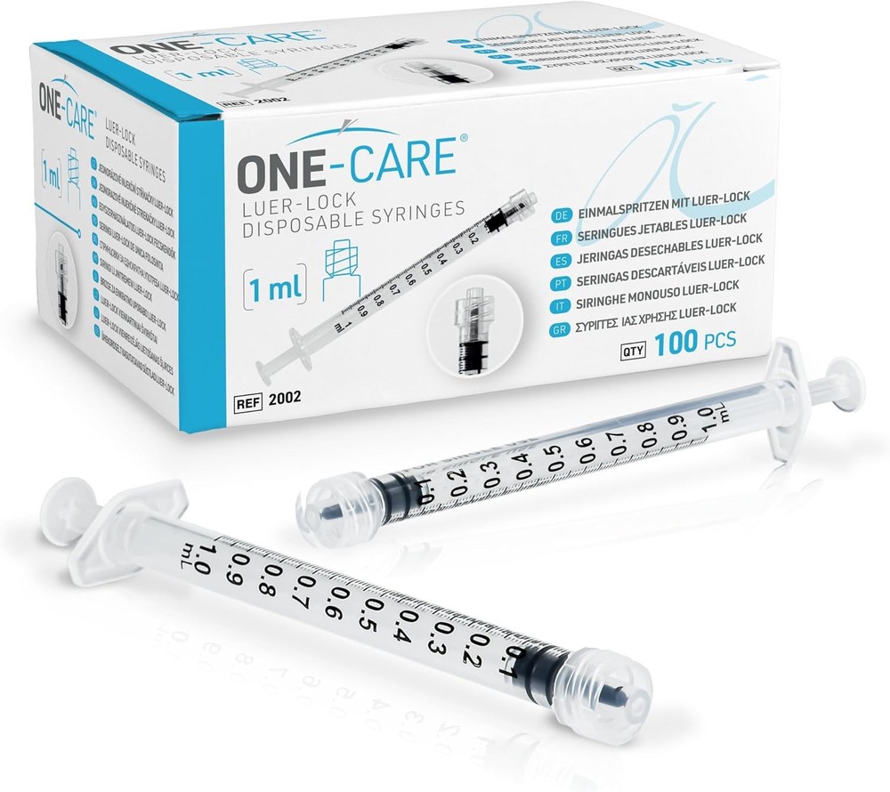 ONE-CARE 1ml Luer Lock Syringe, Sterile, Low Dead Space, 100/bx Blister-Packed S