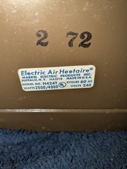 Vintage Markel Electric Portable Heater Model H242T 2500 To 4000 Watts 240 Volts