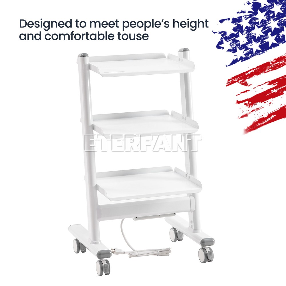 ETERFANT 3 Tiers Dental Trolley Medical Cart Mobile Tool Rolling Cart Dental Lab
