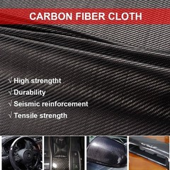 150cm x 20cm Real Carbon Fiber Fabric Cloth Roll 3k 200gsm 2×2 Twill Weave Black