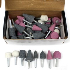 50 pc Mounted Stone Point Assortment 1/4″ Shank Polish Deburr Grinding Wheel Set