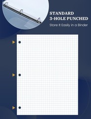 Graph Paper Loose Leaf, 120 Sheets Loose Leaf Paper, Binder Paper 8 x 10.5 in…