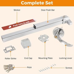27.5 in Commercial Door Push Bar Panic Exit Device with Exterior Lever Lock