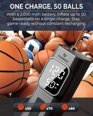 Electric Ball Pump 2000mAh with Digital Pressure Gauge, Fast Inflate/Deflate for