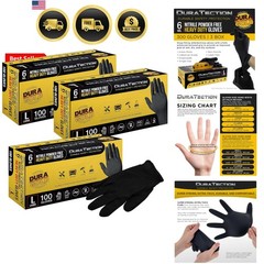 Heavy Duty Black Nitrile Disposable Gloves, 6 Mil – Latex Free, Powder Free, …