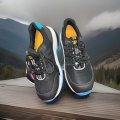 Women’s Sz 7W CAT Streamline Safety Shoe Composite Toe Black/Blue Tennis Shoes