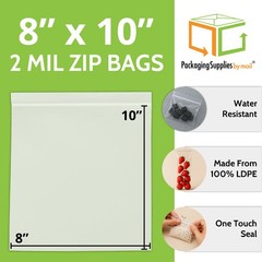 1000 Pcs 8″x10″ 2 Mil Reclosable Bag Writeable White Block Water-Resistant