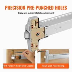 VEVOR Push Bar Door Locks Carbon Steel Panic Bars for Exit Doors Exterior Lever