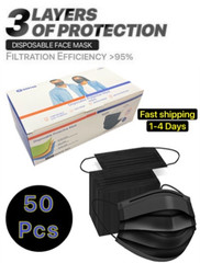 100/50 PCS Black Protective Face Mask Respirator Disposable Masks Earloop Cover