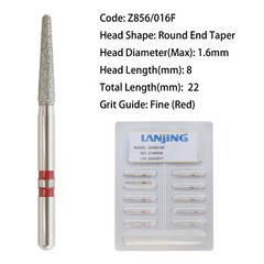 Dental Diamond Burs Zirconia Adjustment Round End Taper Z856/016F High Speed FG