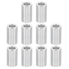 PATIKIL M3 Aluminum Spacers, 10 Pcs Metal 3.1mm ID x 6mm OD x 10mm L, Silver