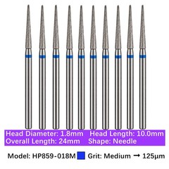 Vakker 10pc Dental HP Diamond Burs Long Straight Grinding Drill Bits 2.35mm